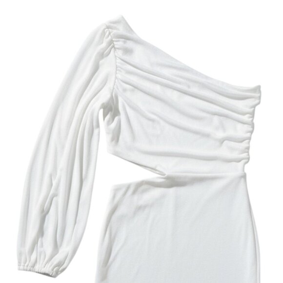 Altar'd State Brooke White One-Shoulder Balloon Sleeve Mini Dress NYE Dress S - Picture 4 of 16